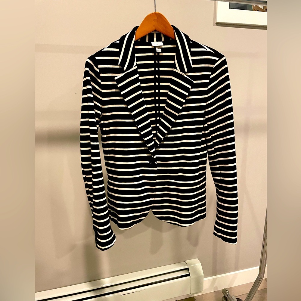 A New Day Black/Cream white cotton blazer